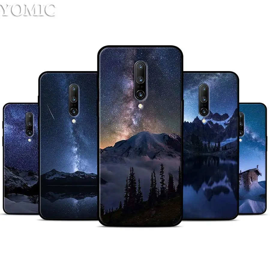 Starry Sky Moon Stars Mountain Silicone Case for font b Oneplus b font font b 7