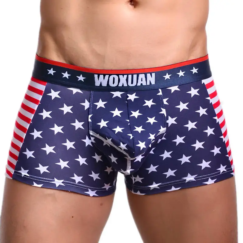 

Soft Cotton Striped Boxer Shorts Mens Underwear American Flag Sexy Men's Boxershorts Bulge Pouch gay Underpants Cueca Bottoms