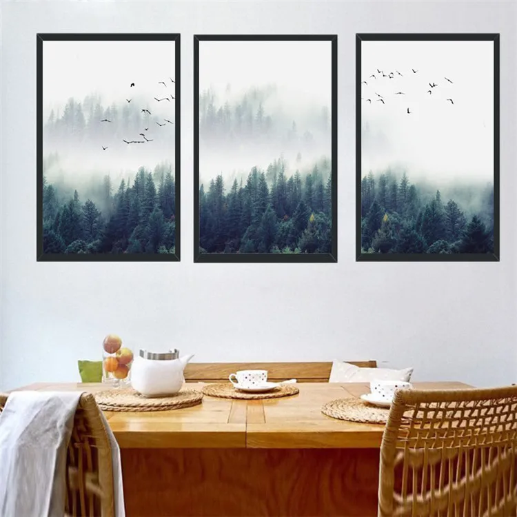 Unframed Waterproof ink Canvas Spray Paintings by Numbers Wall Art Vertical Rectangle Landscape Poster Paintings (3)