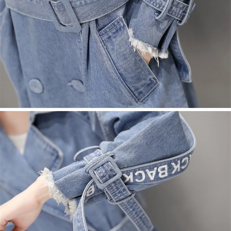 2019 Autumn New Women Double Breasted Long Trench