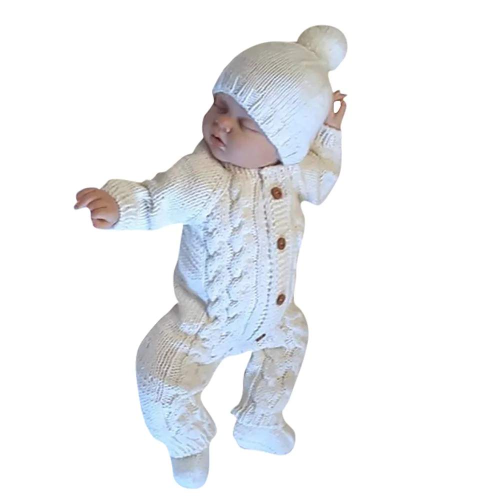 

TELOTUNY newborn romper Autumn and winter new style knit warm baby clothes Jumpsuit overall One-Piece Long Sleeve romper Z0827