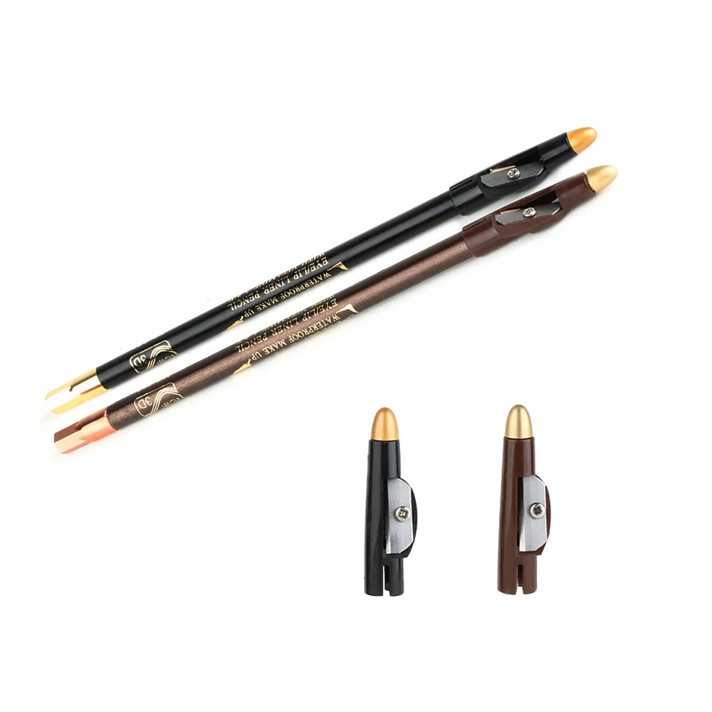 1 шт., стильный женский длинный Водостойкий карандаш для бровей, подводка для глаз, коричневый, черный, с крышкой-точилкой, инструмент для макияжа
