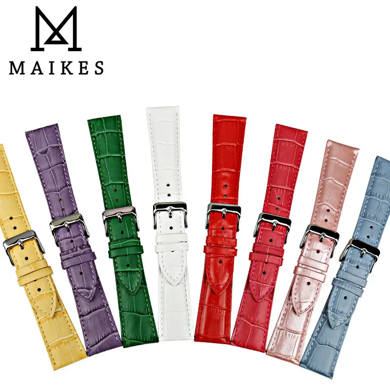 MAIKES, новинка, модный ремешок для часов, розовый, для женщин, Ремешки для наручных часов, 14, 16, 18, 20, 22 мм, ремешок из натуральной кожи, чехол для часов Casio