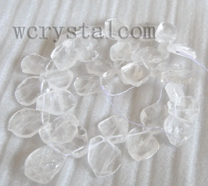 

Natural Stones for jewelry making crystal beads White clear Quartz Slab Nugget Statement Loose Strand Top Drilled