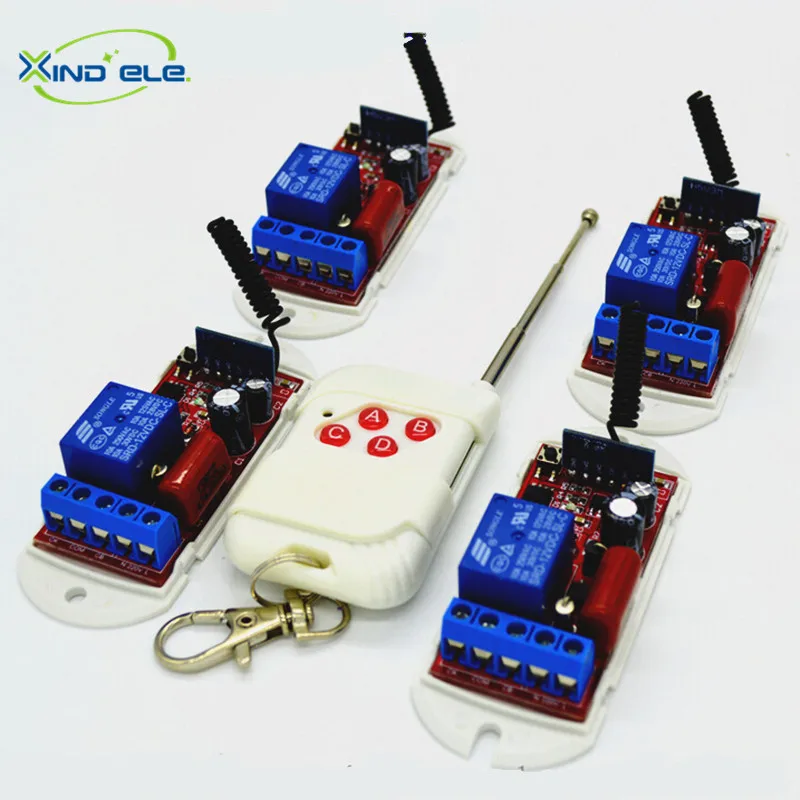 

XIND ELE 4pcs Remote Control Light Switch AC110V-220V 4-key RF 315mhz Transmitter For Home Automation #RF220-1L-315-4+WR4#