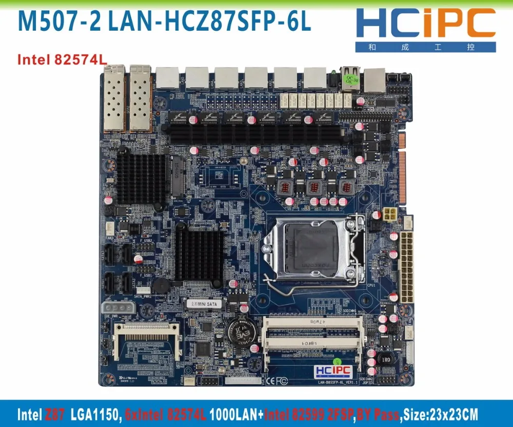 Hcipc m507-2 lan-hcz87sfp-6l z87+ 82574l 6Lan+ 2 intel82599 10000 м Волокно LAN+ by pass 6Lan брандмауэр Материнская плата, ITX материнская плата