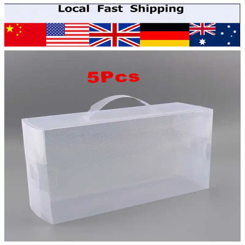 30X18 X10CM Foldable Clear Plastic Storage Shoe Boot Boxes