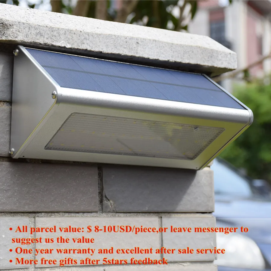 Água por Radar Sensor de Movimento de Alumínio 48led ao ar Luz à Prova Livre Iluminação Solar Super Brilhante Jardim Dwaterproof Luz Rua Lampada 4 Modos 14 outdoor solar light