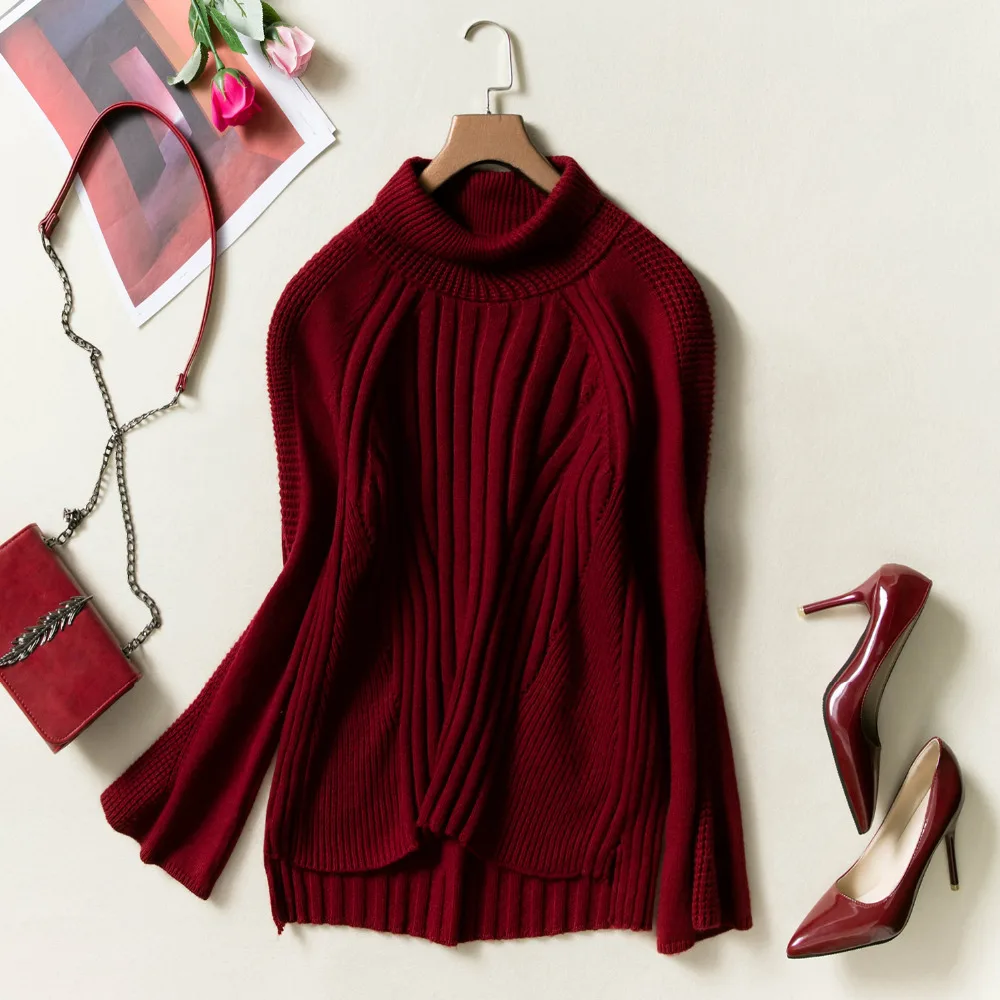 Winter new high quality cashmere sweater large size thickening simple fashion solid color loose breathable comfortable sweater