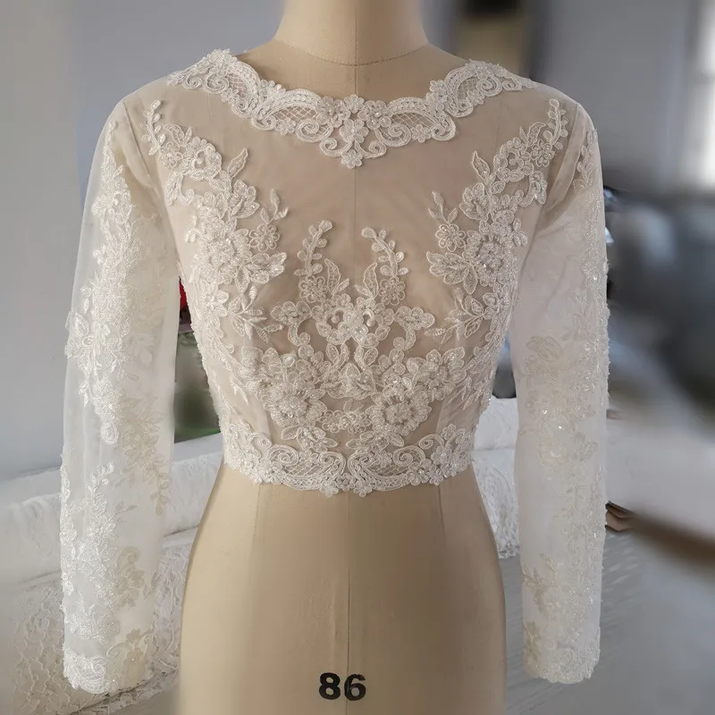 High Quality round neck long sleeve Bride Bolero luxury beaded wedding ...