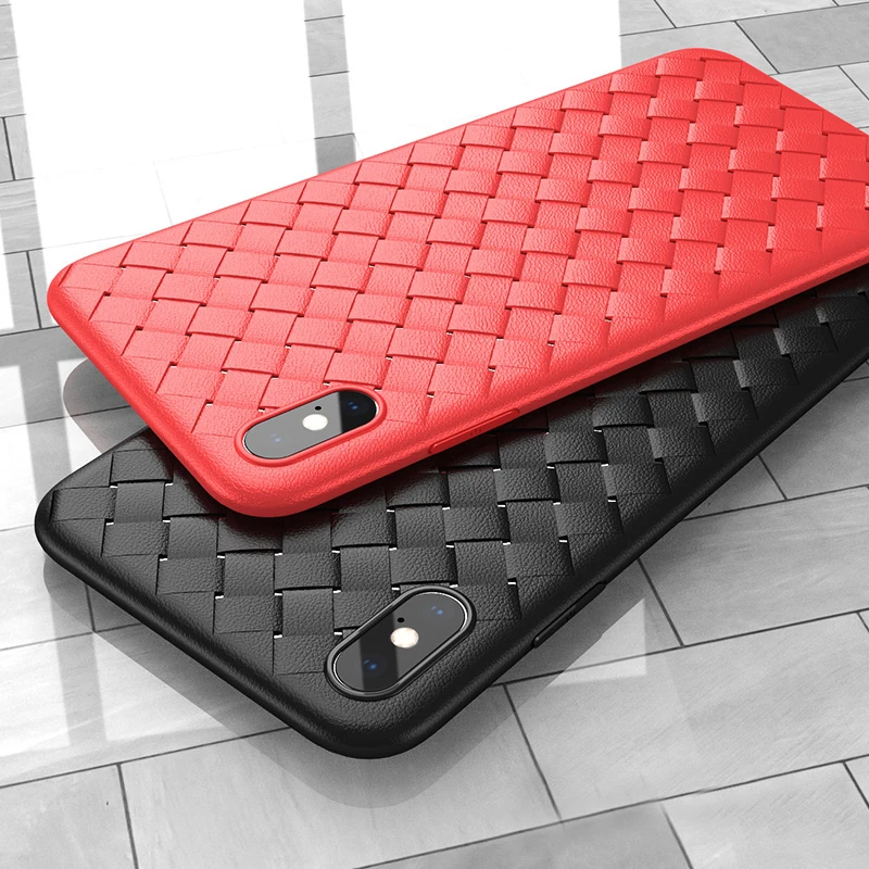 

Simple Cases For iPhone XS Max XR X 6S 7 8 Plus Back Coque Grid Weave Soft Silicone Cover For iphone On 5 5S SE 7 8 Funda Cases