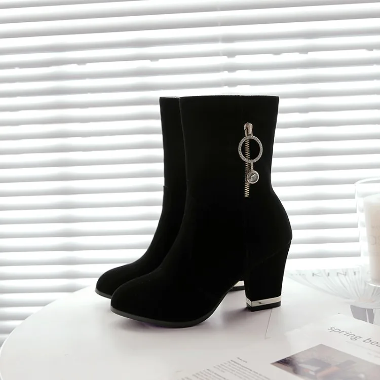 

Big Size 9 10 11-15 boots women shoes ankle boots for women ladies boots Water diamond pearl pendant side zipper