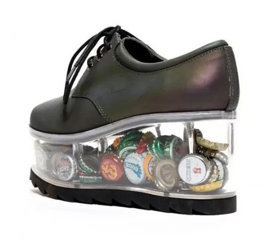 Новинка; Уникальные прозрачные туфли на толстой платформе; женские модные повседневные туфли на прозрачном каблуке с перекрестной шнуровкой; Цвет черный, белый; женские модельные туфли