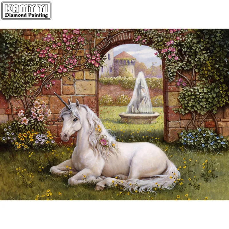 

5d diy diamond embroidery Painting a sitting unicorn diamond painting Cross Stitch full square Rhinestone mosaic home decoration