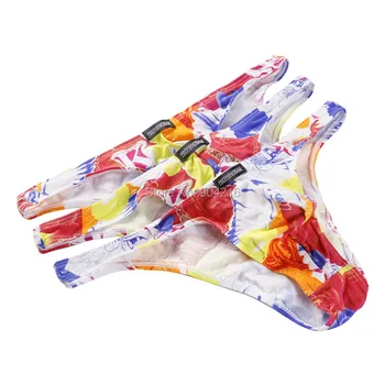 

3PCS/Lot Fashion New Arrivals Brand Cotton Men's Sexy Underwear Cool Color Printed Jockstrap Briefs Mini Nightwear Size M L XL