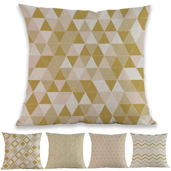 

Light Yellow Geometric Line Wavy Triangles Polygon Pattern Throw Pillow Case Simplicity Style Home Decoration Sofa Cushion Cover