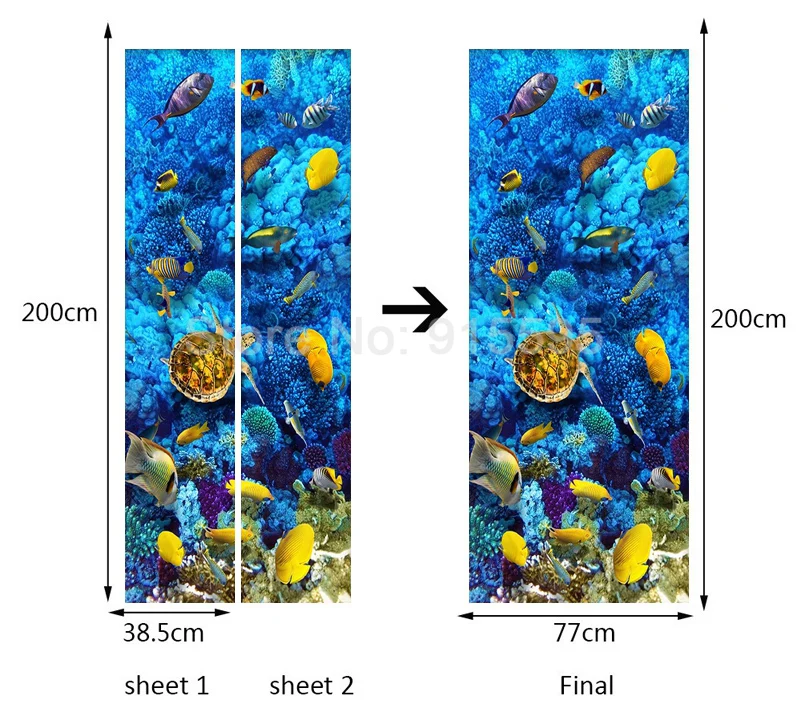 Подводный мир черепаха Коралл 3D ПВХ водонепроницаемая дверь в ванную настенная наклейка DIY самоклеющиеся двери украшения стикер