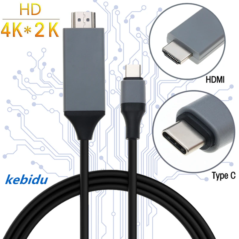Kebidu 2 м 4K Тип C к HDMI кабелю USB кабель 2018 новейший конвертер 3 1 30 Гц HD Удлинительный