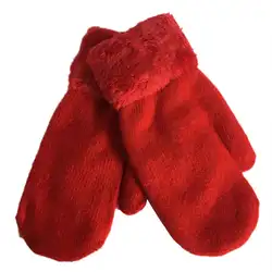 Модные однотонные зимние уличные утепленные женские перчатки полный палец варежки Горячие