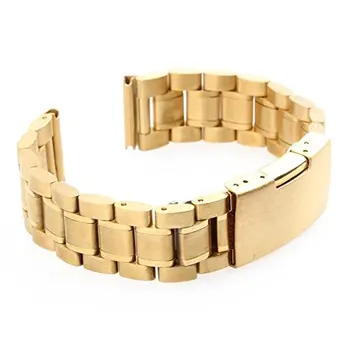 

Men Women 18mm Golden Steel Watch Band Strap Bracelet Curved End High Quality