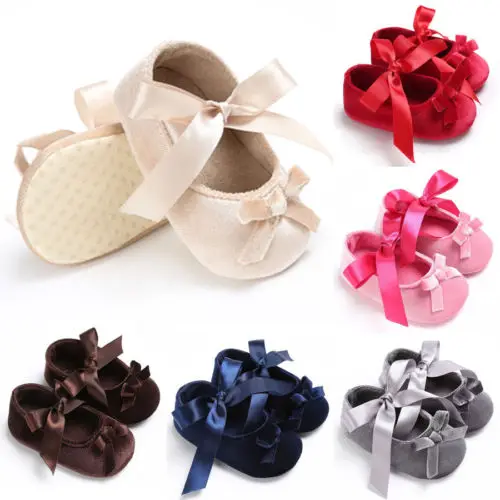 

Baby Shoes Newborn Toddler Girl Princess Crib Shoes Bow Pram Soft Sole Prewalker Anti-slip Sneakers First Walkers