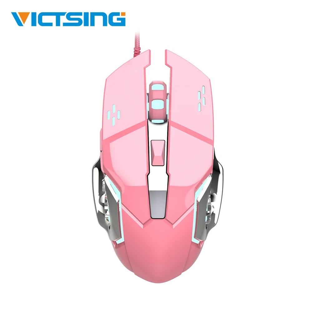 

VicTsing Q123 Professional Wired Gaming Mouse 6 Button 3200 DPI LED Optical USB Computer Mouse Gamer Mice Game Pink Mouse For PC