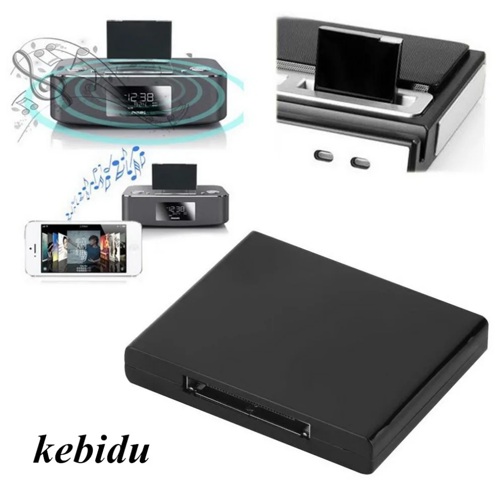 

kebidu Black White Bluetooth v2.0 A2DP Music Receiver Adapter for iPod For iPhone 30 Pin Dock Docking Station Speaker with 1 LED