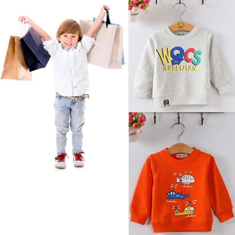

2019 Spring And Autumn New Cartoon Cute Solid Color Baby Sweater Cotton Printed Digital Baby Sweater Children's T-shirt