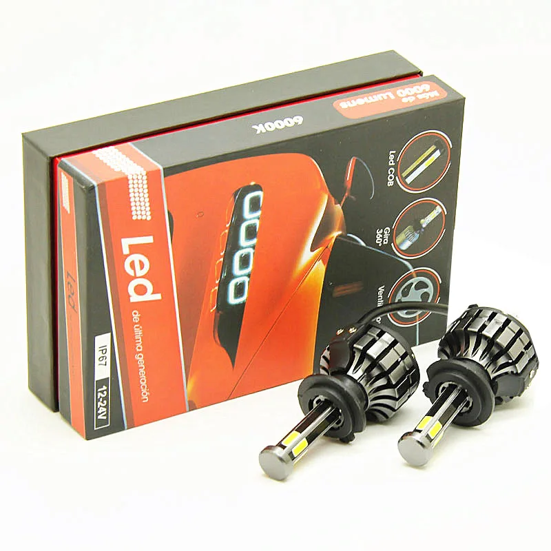 

360° bright H4 H7 LED 6000K 6 sides COB H8 H9 H11 9005 HB3 9006 HB4 Car Headlight 55W Auto Fog Light 12V