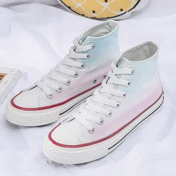 

hot 2019 Women Skateboard shoes Spring autumn color Hand-painted Canvas shoes High-top Fashion Flat woman sports shoes K2-1