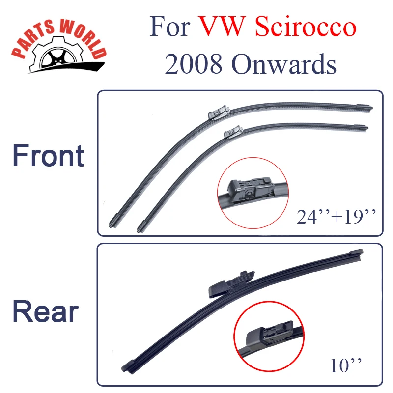 

Group Silicone Rubber Front And Rear Wiper Blades For VW Scirocco 2008 Onwards.Windscreen Wiper Accessories