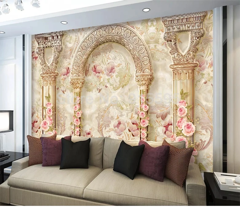 Parede, Padrão De Flor, Pilar De Mármore,