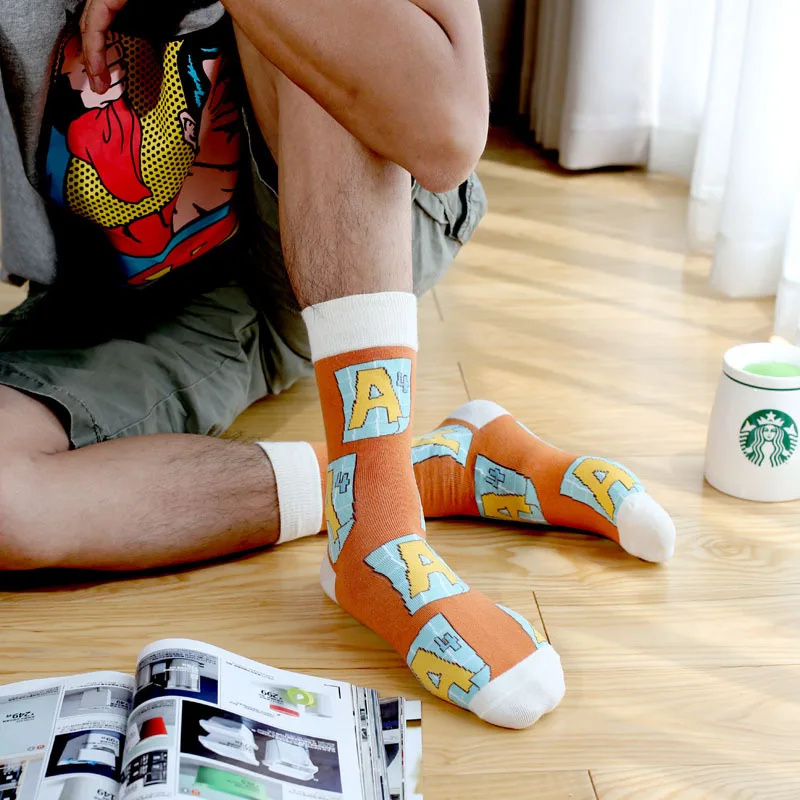 Новый Для мужчин; хлопковые носки Вязание Полосатый плед Diamond носки с вишней забавные Разноцветные Веселые носки мужской Бесплатная