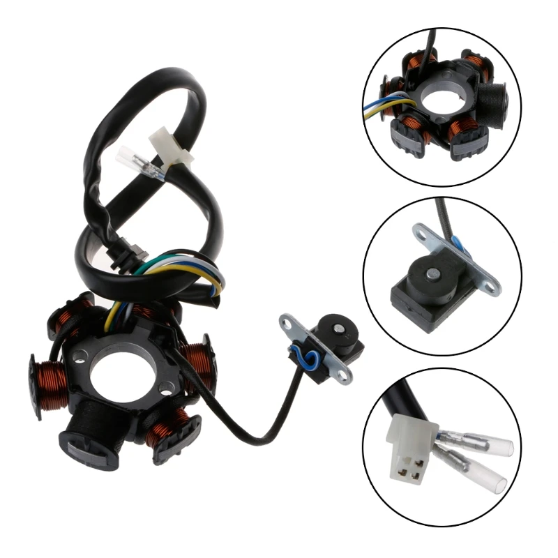 

Motorcycle Ignition 6 Pole 5 Wires Coils Ignition Magneto Stator For GY6 125cc 150cc Scooter ATV