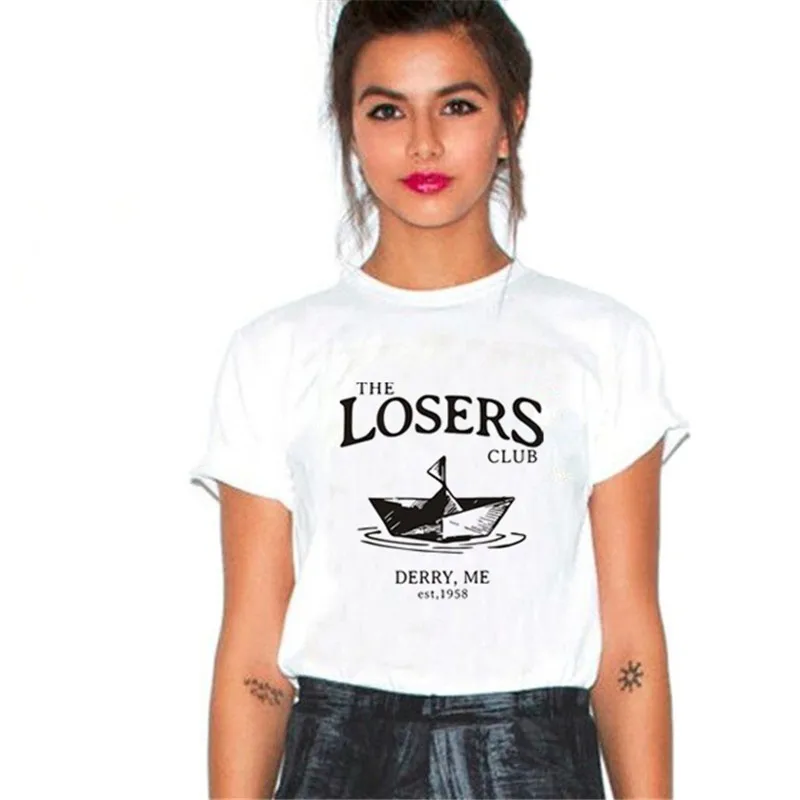 

The Losers Club Sailboat Print Women T shirt Girls Summer Casual White Tops