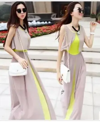 

Women Fashion Dress Trendy Long Soft Casual Bohemian Dress Chiffon Summer Beach Super Chiffon Dresses O-Neck Vestidos