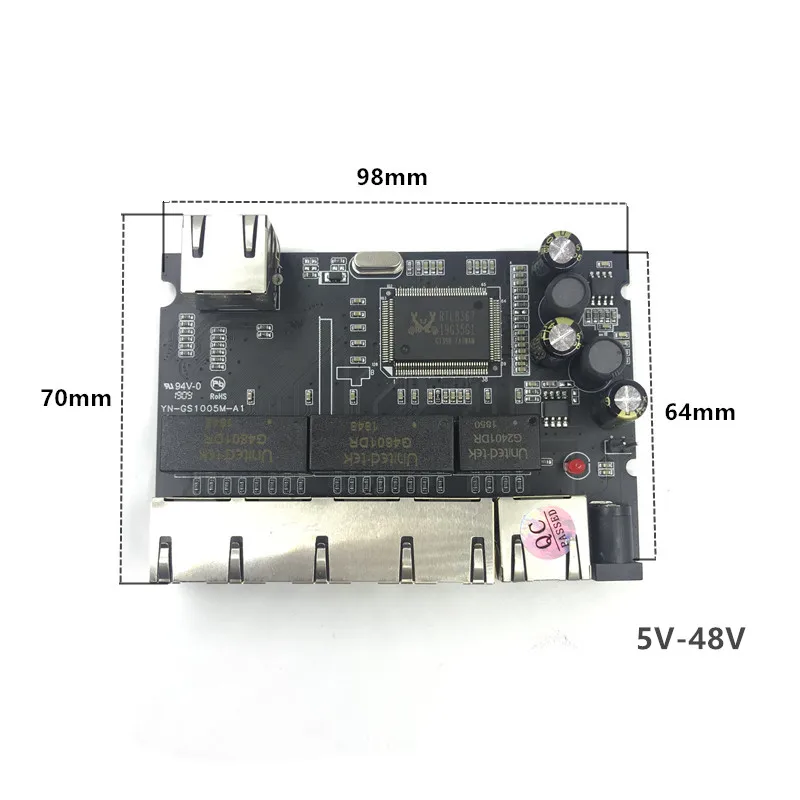 Промышленный коммутационный модуль Ethernet 5/6/8 портов неуправляемый 100/1000 Мбит/с OEM