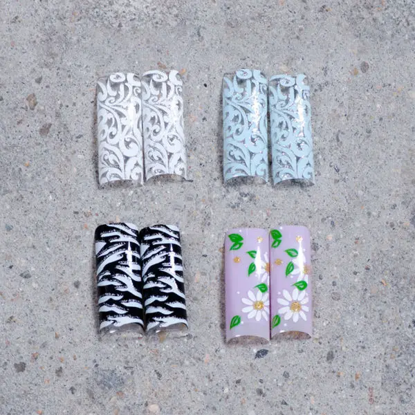 french false nails half nail tip nail art design