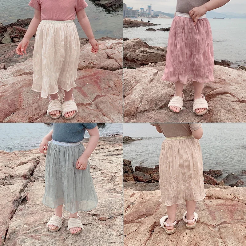 

2019 Toddler Girl Skirt Kids Teens Clothes Summer Tulle Skirt Girls Teenagers Embroidery Fluffy Soft Long Skirt Medlium Long