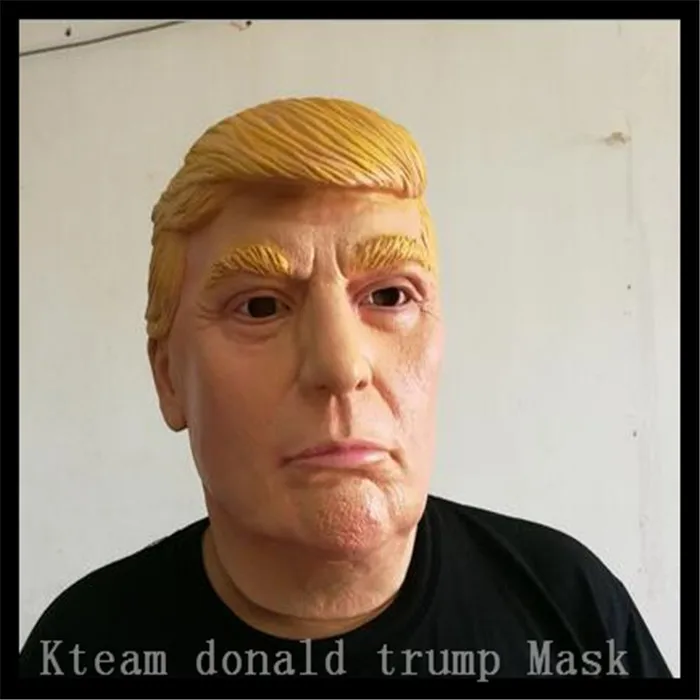 100% Latex Slavný Celebrity Funny Party Cosplay Lidská maska ​​rekvizity Donald Trump Maska Nad hlavou Latexové masky skladem Doprava zdarma  t