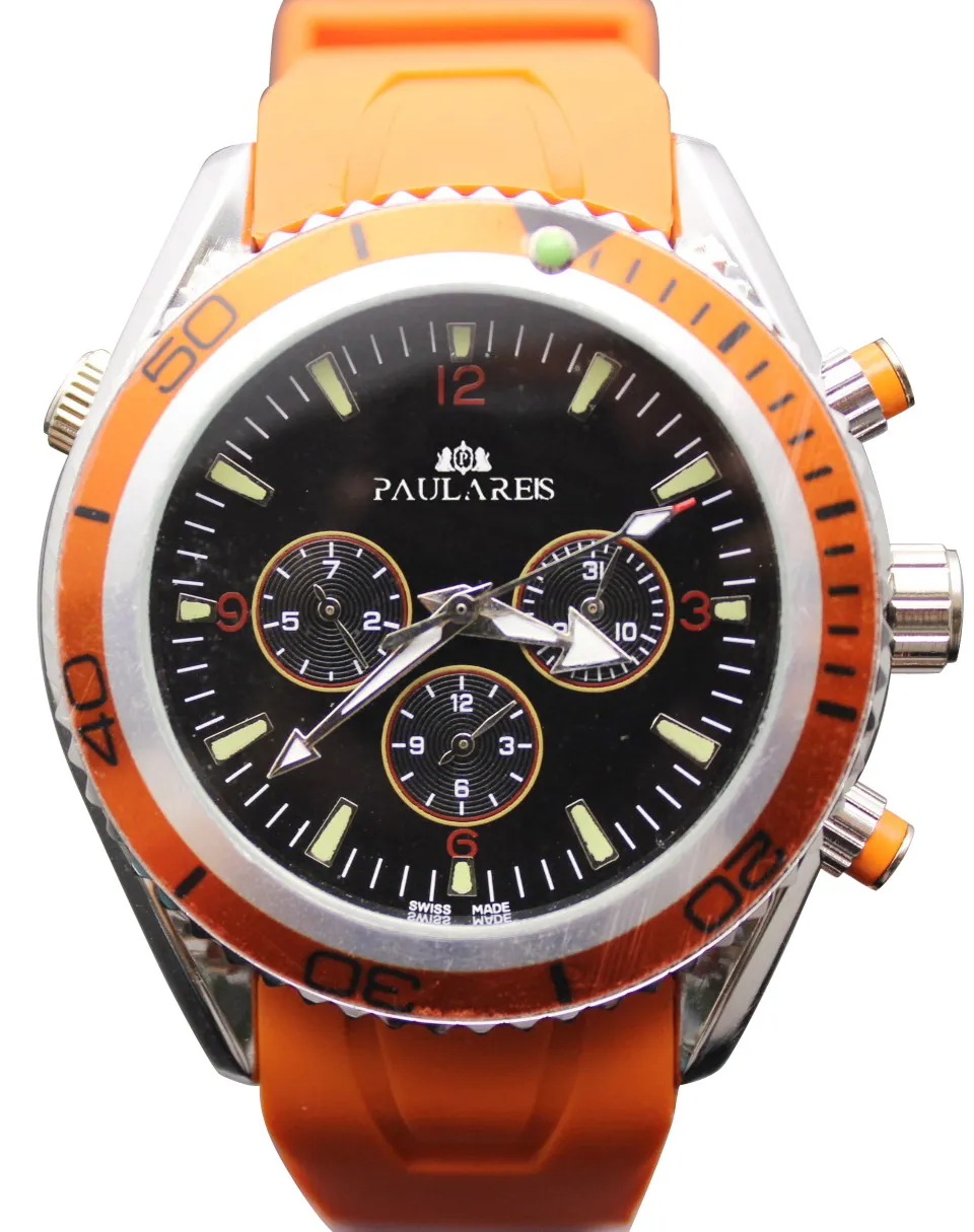 

Luxury New Automatic Mechanical Black Sport Orange Bezel Stainless Steel James Bond 007 Bracelet Mens Sport Diving Skyfall Watch