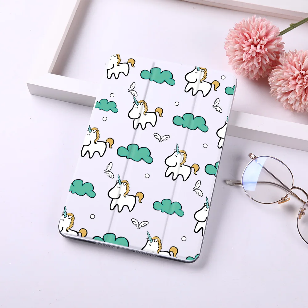 Cartoon Cute Unicorn Magnet Flip Cover For Apple iPad 9.7" Case For iPad Air 2 Mini2 PU Leather Tablet Folding Folio Case