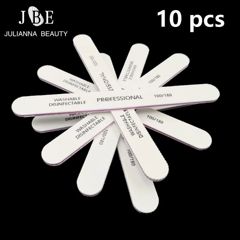 

10PCS Professional White Nail File Nail Art Sanding Buffer 100/180 New Design Sanding Files Salon Pedicure Manicure Set