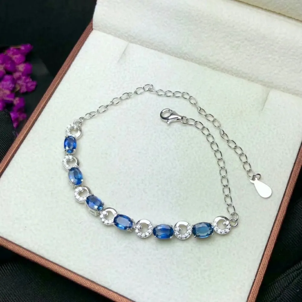 

shilovem 925 silver sterling Natural sapphire Bracelets fine Jewelry trendy new gift women yhl040699agl