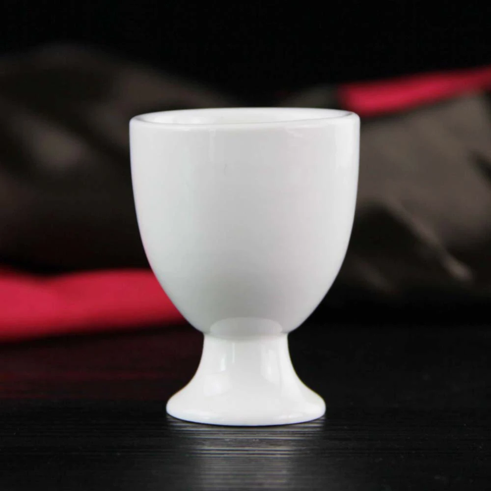 Set 4 White Porcelain Cup Hard Boiled Egg Stand Cups Holders Stands