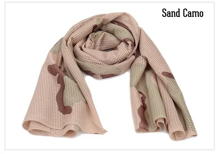 Универсальный арабский армейский Тактический Камуфляжный шарф для мужчин военный джунгли бой ветрозащитная сетка шаль вуаль унисекс Камуфляж шарфы для пейнтбола - Цвет: Sand Camo