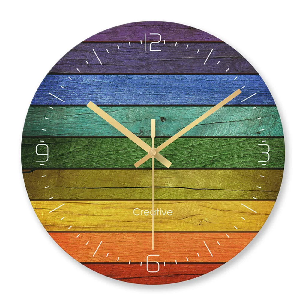 Vintage Wall Clock Decorative Indoor Kitchen Retro Wood Grain Round Clock Clocks Farmhouse Decor Gift Ideas Home Design Z056