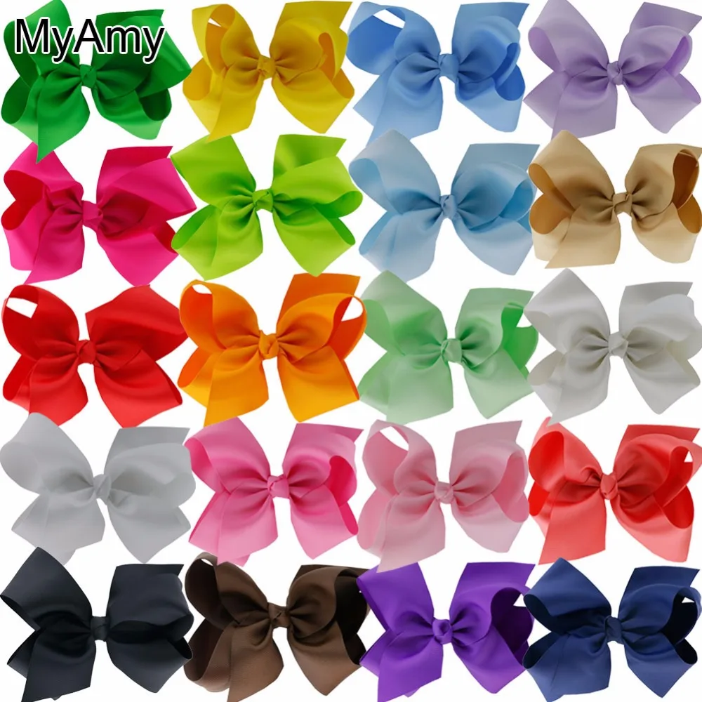 MyAmy 22Pcs 6 Inches hair bows grosgrain ribbon bow WITH alligator clip