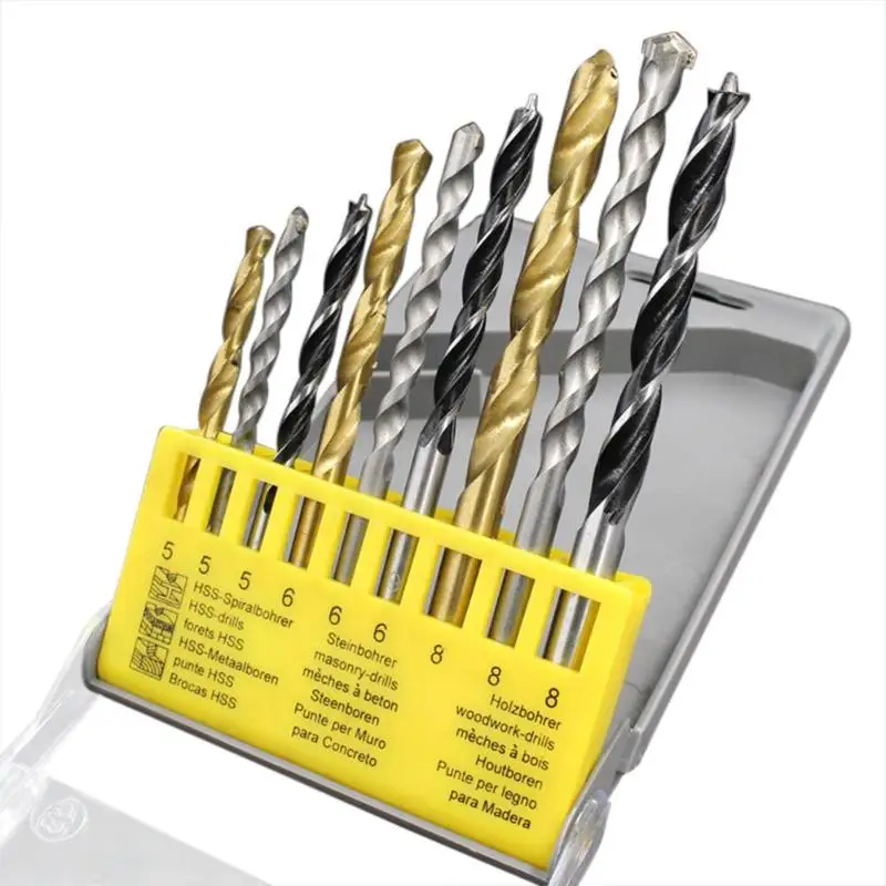 9pcs/set Multipurpose High carbon Steel Wood Drill Bits Set for