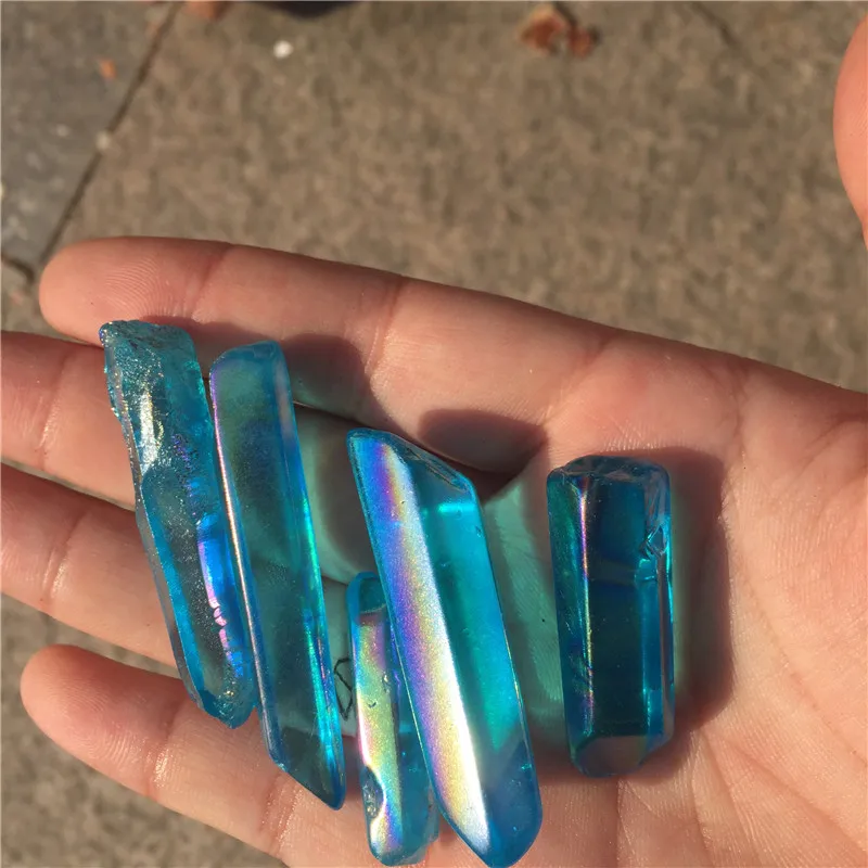

50g Wholesale Blue Aura Quartz Crystal Tumbled Stones Titanium Coated